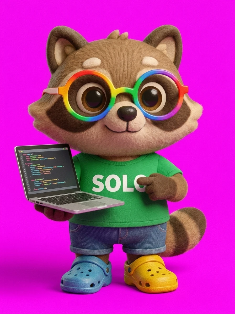 Case A: single raccoon on magenta background, sparse composition