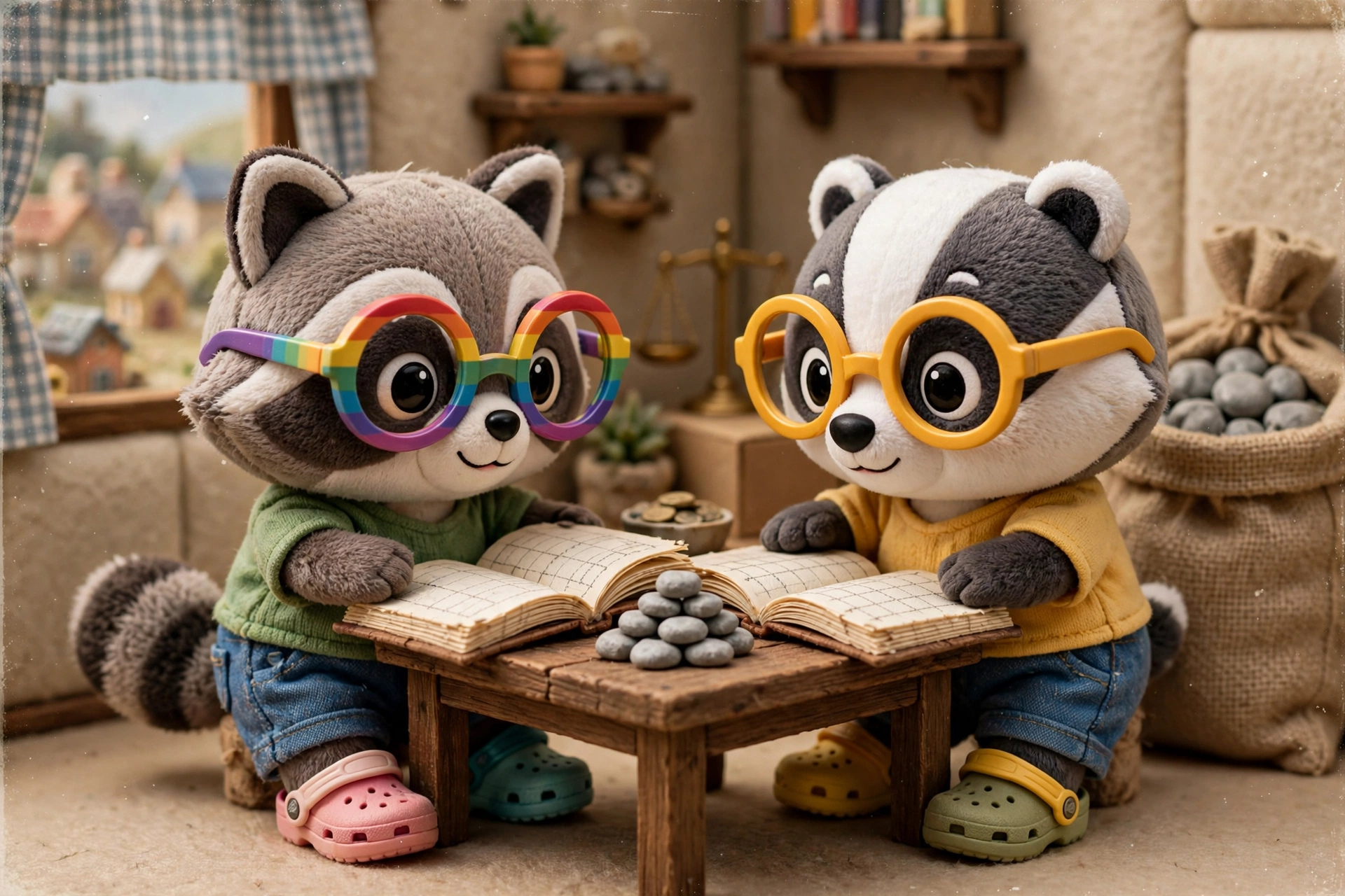 The raccoon and the badger net the day down to one small pile of stones.