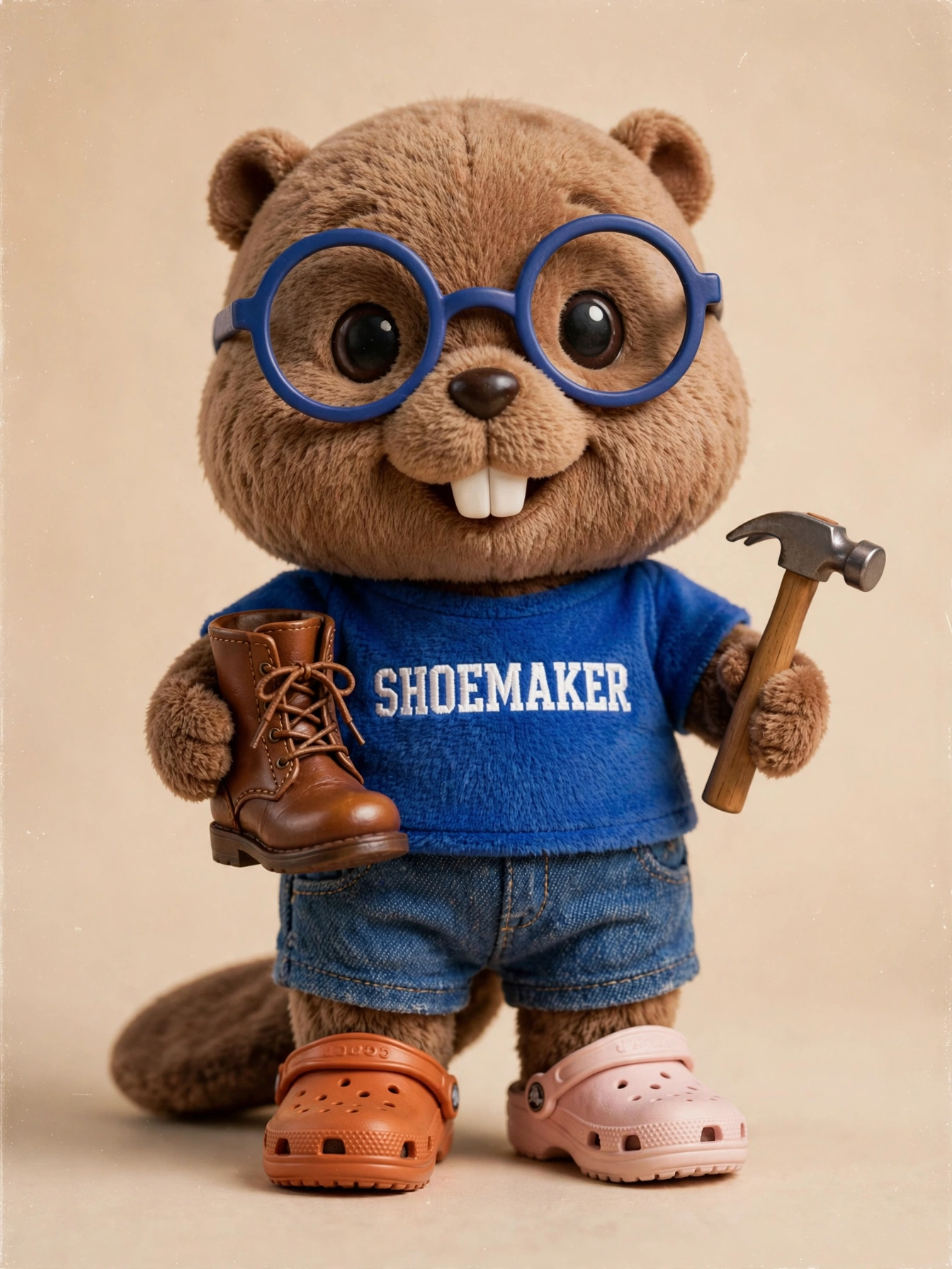 Plush beaver shoemaker